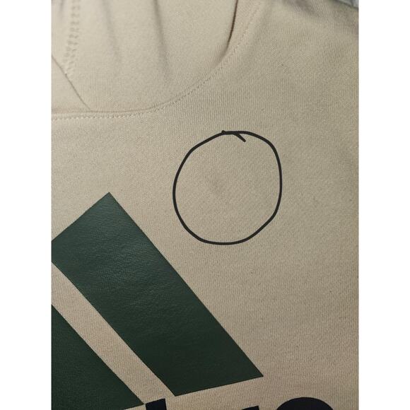 Cream With A Green Adidas Logo Fleece Pullover Hoodie Sweatshirt Kids Size Small - Picture 9 of 10